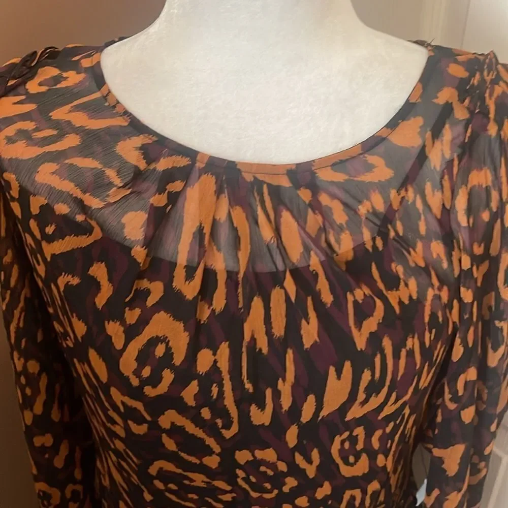 DKNY Leopard Print Mini Dress In Roasted Pecan Medium  NWT - Picture 8 of 13